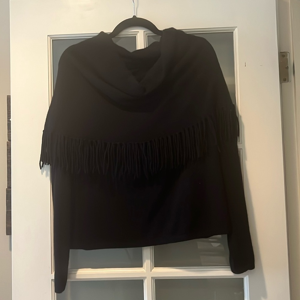 MINNIE ROSE Cashmere Fringed Cowlneck Sweater size XL